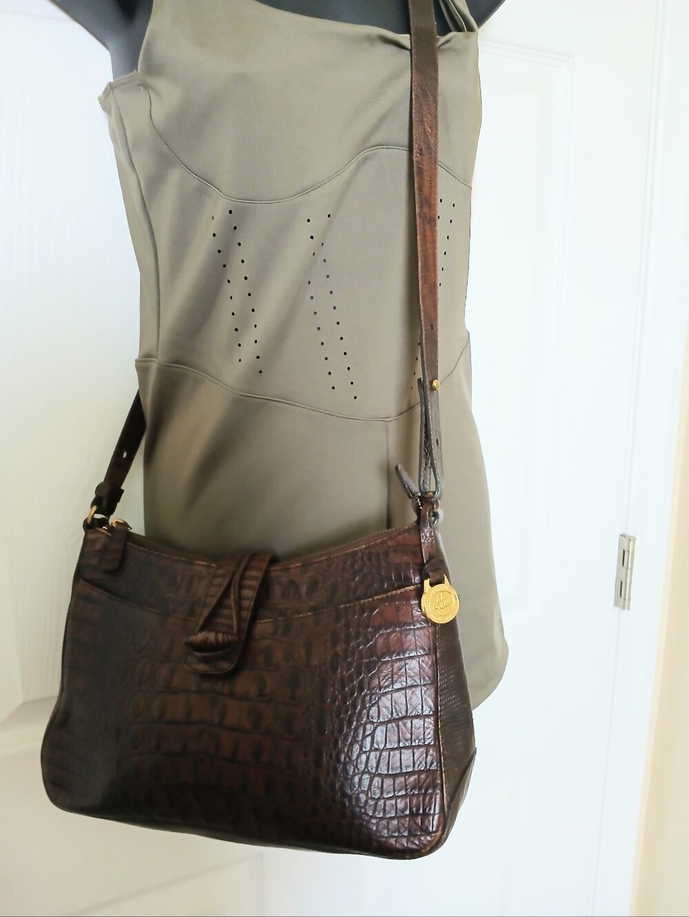 Brahmin  Croc-Embossed Leather Crossbody Medium